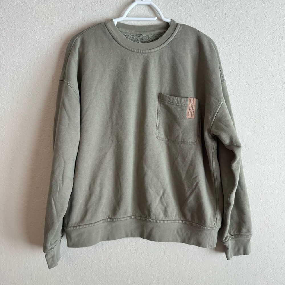 Lunya Shaded Olive Silksweats Midweight Reversible Pocket Sweatshirt Small - Picture 9 of 12